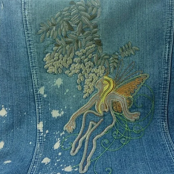 Vanilla Star Denim Embroidered Jacket EUC size L - Picture 6 of 8